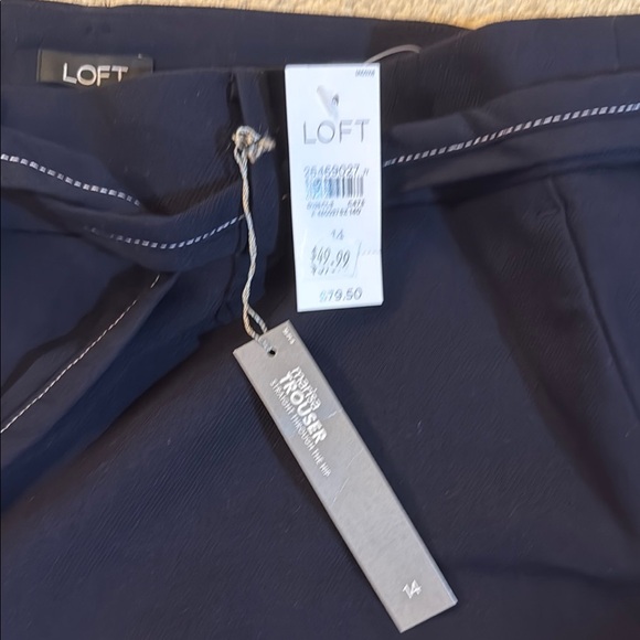 LOFT Navy Straight Leg Trousers with Belt - Picture 5 of 7